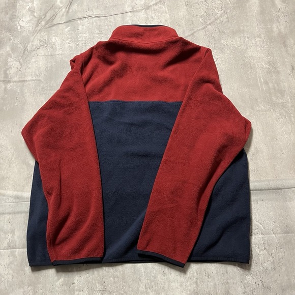 NWT Lands End Sweater Mens Red Blue Fleece 1/4 Snap Outdoor Pullover sz XL - Picture 8 of 10